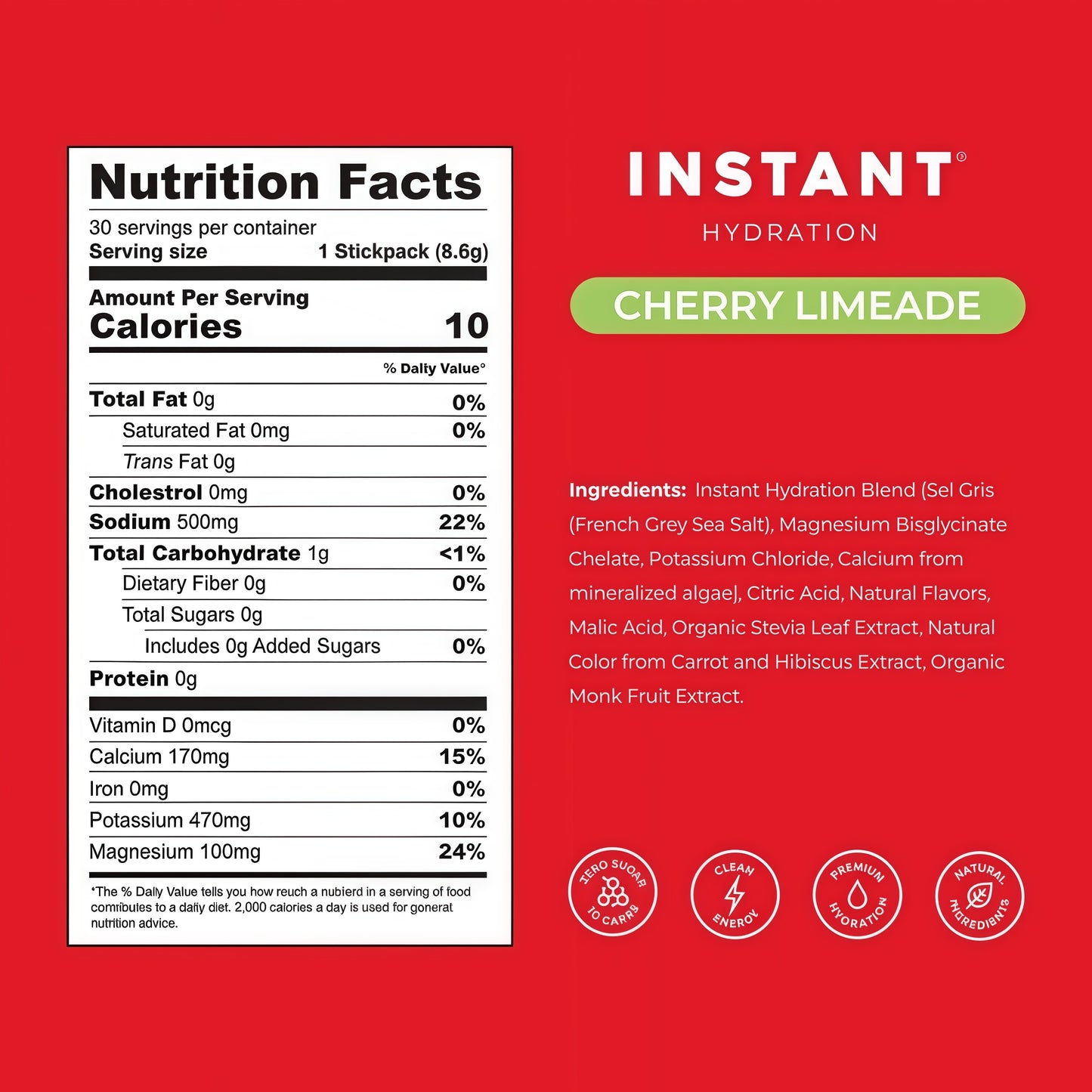 Instant Hydration Premium Electrolyte Drink Mix  30 Sticks